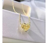 LMRJHAZ 925 sterling silver heart shape pink yellow 5a pendant necklace for women wedding jewelry s