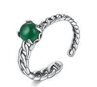 LMRJHAZ Adjustable Ring for Ladies - Green Zircon Open Weaving rings