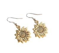 LMRJHAZ Antique Gold and Silver Sunflower Earrings for Women - Dangle and Stud Styles, Hypoallergenic Alloy, Lightweight Vintage Floral Design for Daily Wear, Parties, Weddings