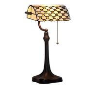 LMRJHAZ Bank Lights Style Table Lamp 10 Inch Wide Geel Bead Stained Glass Lampshade And Metal Base For Living Room Bedroom Needed