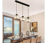 LMRJHAZ Bedroom Ceiling Light - Black Metal Pendant Lamp - Modern/Retro - Elegant Kitchen, Dining Table Lamp - Crystal (C) (B)