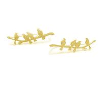 LMRJHAZ Bird Ear Cuff Wrap Crawler Climber Earrings for Women Girls S925 Sterling Silver Brushed Little Birds Stand on Tree Branch Stud Clip on Post Pin Earrings Delicate Lightweight Jewelry