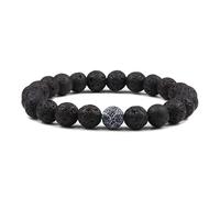 LMRJHAZ black lava rock stone bracelet couple distance onyx beaded bracelets for women men energy elastic wrist