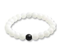 LMRJHAZ black lava rock stone bracelet couple distance onyx beaded bracelets for women men energy elastic wrist