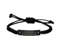 LMRJHAZ Black Rope Bracelet for Auntie - Unique Engraved Gifts for your Beloved Aunt - Birthday, Christmas, Graduation - Expressing Love and Gratitude - Perfect Jewelry for Auntie, Small, Silver