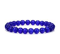 LMRJHAZ Blue Natural Stone Bracelets for Men White Moonstone Black Lava Beaded Stretch Bracelet Lapis Lazuli Yoga Jewelry,10.Blue Dot Stone,23 Cm
