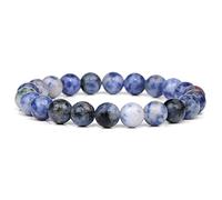 LMRJHAZ Blue Natural Stone Bracelets for Men White Moonstone Black Lava Beaded Stretch Bracelet Lapis Lazuli Yoga Jewelry,10.Blue Dot Stone,23 Cm