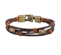 LMRJHAZ Bracelet Fashion Men And Women Punk Alloy Decoration Three Wax Line Bead Weaving Trend Personality present Creative Unique Retro Pop Brown