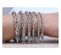 LMRJHAZ Bracelet for Men 990 Pure Silver Peace Pattern Men and Women Chain Domineering Retro Couple Jewelry