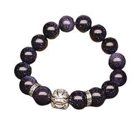 LMRJHAZ Bracelets，Beaded Bracelets Feng Shui wealth Pixiu pure silver bracelet blue sandstone Piyao Tibetan antique silver bracelet pattern grain Gemstone Elastic charm bracelet unisex