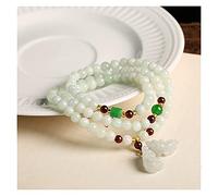 LMRJHAZ bracelets for womens jadeite jade three circle with dry green beads garnet gourd double buddha statue pendant type a
