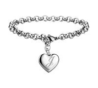 LMRJHAZ Bracelets Stainless Steel Cable Wire Heart Charm Bangle Bracelet Punk Adjustable Wrist Double Earrings for Two