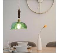 LMRJHAZ Brass Corrugated Glass Pendant Light Japanese Retro Industrial Simple Hanging Lamp Compatible with Dining Room Entrance Single Head Small Chaner Fixture,Chaner Ceiling Fixtures (Orange)