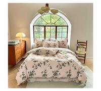 LMRJHAZ Brushed Cotton Chic Floral Breathable Comforter Set King Twin 4 Piece Cotton Bedding Set,Bedding Set