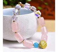 LMRJHAZ Charm bracelet Natural Rose Quartz Bracelet Lotus Pendant Lucky Charm Bracelet for Women Multi Gemstone Crystal Bracelet Feng Shui Wealth Bracelet Amulet Reiki Chakra Crystal Beaded Bracelet (