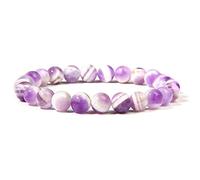 LMRJHAZ Charm jewelry Beaded Bracelets,Beaded Bracelets Natural Purple Striped Agate Beads Bangles Elastic Crystal Bracelet Fashion Crystal Jewelry for Men Women (Size : 10mm)