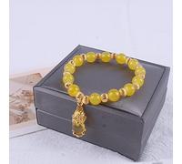 LMRJHAZ Charm jewelry Beaded Bracelets,Natural Yellow Onyx Beads Beaded Bracelet,Golden Agate Pixiu Pendant Bangles,Elastic Crystal Bracelet Fashion Crystal Jewelry for Men Women