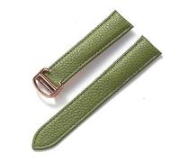 LMRJHAZ Compatible With Litchi Grain Soft Leather Strap Men's Ladies Folding Buckle Watch Accessories