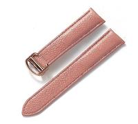 LMRJHAZ Compatible With Litchi Grain Soft Leather Strap Men's Ladies Folding Buckle Watch Accessories
