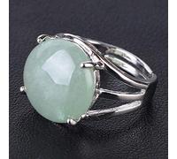 LMRJHAZ Copper Open Crystal Natural Stone Round Beads Rings for Women