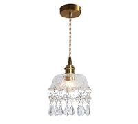 LMRJHAZ Crystal Glass Small Chaner Single Head Flower-Shaped Design Pendant Light Adjustable Suspension Wire Lights Decoration Aisle, Bedroom, Living Room,Chaner