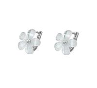 LMRJHAZ Cute Plumeria Flower Tiny Hoop Earrings for Women Girls 925 Sterling Silver CZ 6mm Small Hoops Cartilage Shiny Acrylic White Cherry Blossom Summer Holiday Hawaii Party Jewelry Dainty Gifts