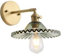 LMRJHAZ d Copper Wall Light Green Pleated Glass Lamp Shade Hardwired Adjustable Modern Wall Mount Sconce,Led Ceiling Pendant Lamp