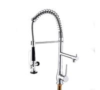 LMRJHAZ Down Pull Out faucets Commercial Spring Kitchen Faucet hot and Cold Water Deck Mounted Chrome Brass Sink tap 2 spout with Standar Economic