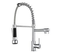 LMRJHAZ Down Sprayer Pull Out faucets Commercial Spring Kitchen Faucet hot and Cold Water Deck Mounted Brass Sink tap 2 spout with Standard Fittings,Chrome