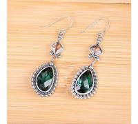 LMRJHAZ Earrings for Women, Earrings Earrings For Women Korean Style S925 Sterling Silver Jewelry Old Thai Antique Silver Faceted Crystal Earrings Clothing Accessorie