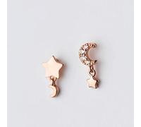 LMRJHAZ Earrings for Women, S925 White Mushroom Nail Female Korean Art Diamond Five-pointed Star Moon Sweet BeautyEarrings