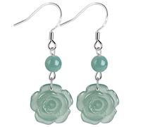 LMRJHAZ Earrings，Jade Earrings Jade Bracelet/Necklace Feng Shui Wealth Amulet Antique Rose Blossom Charm Money Attraction Crystal Bracelet Fei Cui Jadeit Jewelry Set Bangle Vintage Reiki Meditation