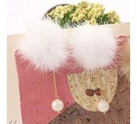 LMRJHAZ Elegant Winter Ornaments, Fashion Ornaments, Mink Balls, Pearls, Earrings,Colour Name:Grey (Color : Colour)