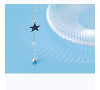 LMRJHAZ Fashion 925 Sterling Silver Star Ball Tales Chain Link Tassel Pendant Necklaces For Women Girls Fine Jewelr