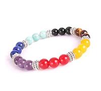 LMRJHAZ Fashion Bracelet 8Mm Colorful Yoga Chakra Handmade Beaded Men'S Women'S Color Simple Personality Fashion Ornaments Retro
