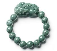 LMRJHAZ Feng Shui Bracelet,Feng Shui Jade Pixiu Wealth Bracelet Prosperity Piyao Stretch Bangle Burma Fei Cui Jade Talisman Stone Attract Money Good Luck for Men Women