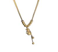 LMRJHAZ Feng Shui Calabash Wealth Pendant Necklace with 925 14K Gold Natural Authentic Chakra Healing Reiki Amulet Good Fortune Ward Off Evil Spirits Clavicle Chain Women