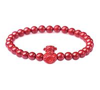 LMRJHAZ Feng Shui Lucky Bracelet Natural Cinnabar Buddha Beads Amulet Bracelet Lucky Charms Attract Good Luck Money Love Bangle Gift Ward Off Evil Spirits Cinnabar