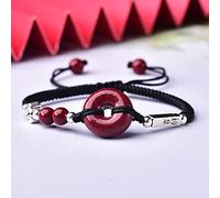 LMRJHAZ Feng Shui Lucky Bracelet Natural Cinnabar Harmony Buckle Bracelet Reiki Bracelet Chakra Meditation Hand-Woven Red String Bracelet Beaded Stretch Bracelet Bring Prosperity Cinnabar (Color :