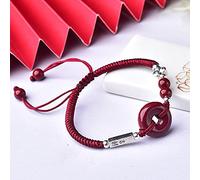LMRJHAZ Feng Shui Lucky Bracelet Natural Cinnabar Harmony Buckle Bracelet Reiki Bracelet Chakra Meditation Hand-Woven Red String Bracelet Beaded Stretch Bracelet Bring Prosperity Cinnabar (Color :