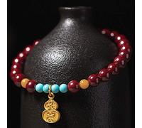 LMRJHAZ Feng Shui Wealth Bracelet Natural Cinnabar Bangle Hu Lu Wu Lou Pendant Bracelet Crystal Attracts Money Good Luck Strong Talisman Amulet,6MM Cinnabar (Size : 6MM)