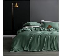 LMRJHAZ Four piece bedding set High Grade Winter Chinese Silk Bedding Healthy Skin Beauty Duvet Cover Flat Fitted Sheet Pillowcase Queen King Bed Four Pieces Set, (Navy Blue-Queen