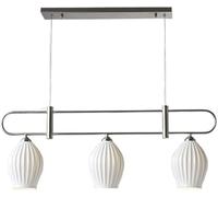 LMRJHAZ French Light Luxury Ceramic Long Row Chaner LED E14 Dimmable Electroplated Metal Pendant Light Living Room Dining Bar Bar Art Ceiling Hanging Lamp,Chaners (Silver 3 Heads)