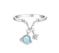 LMRJHAZ Girl Products Real 925 Sterling Silver Hanging Planet Open Rings For Women Silver Party Adjustable Ring Jewelry Gifts-N20 Gifts