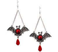 LMRJHAZ Gothic Style Earrings Red Vampire Bat Women Earrings Red Blood Glass Ear Rings Imitated Crystal Drop Earring Earrings Retro