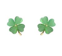 LMRJHAZ Green Cat Eye's Clover Flower Earrings for Women Girls 925 Sterling Silver Post Pin Hypoallergenic Lucky Love Heart 4 Leaf Petal Small Cute Studs Earring Dainty Gifts for Mother Sister Aunt