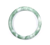 LMRJHAZ Green Jade Bangle Bracelet for Women Natural 10mm Round Chinese Style Jadeite Gemstone Jewelry for Mom (Size : 60mm)