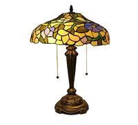 LMRJHAZ Handmade Table Lamp With Stained Glass Bedside Lampshade Resin Base 16in Pastoral Style Desk For Living Room Bedroom Lounge A Needed (a One Size)