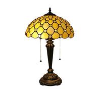 LMRJHAZ Handmade Table Lamp With Stained Glass Bedside Lampshade Resin Base 16in Pastoral Style Desk For Living Room Bedroom Lounge A Needed (a One Size)