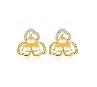 LMRJHAZ Japanese and Korean Ladies Earrings/Hypoallergenic/Silver Glitter/Diamond/Small Exquisite/Pearl Earrings/Crystal Transparent/Zirconia Business/B/Seductive